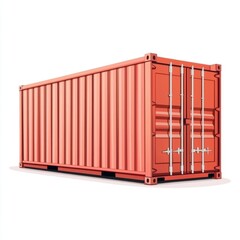 Cargo Container Blank Mockup with logo and copy space isolated on white background. Shipping Container Mockup. Industrial Cargo Box. Freight Container. Cargo Container isolated on white.