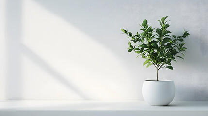 Minimalist green plant decor indoor space photography bright environment close-up view serenity