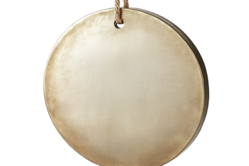 Blank round tag on rope with vintage texture for customizable design, labeling, crafting, and branding applications in various creative projects