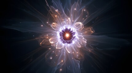 Dynamische kosmische Explosion in blauen und orangen Farben 