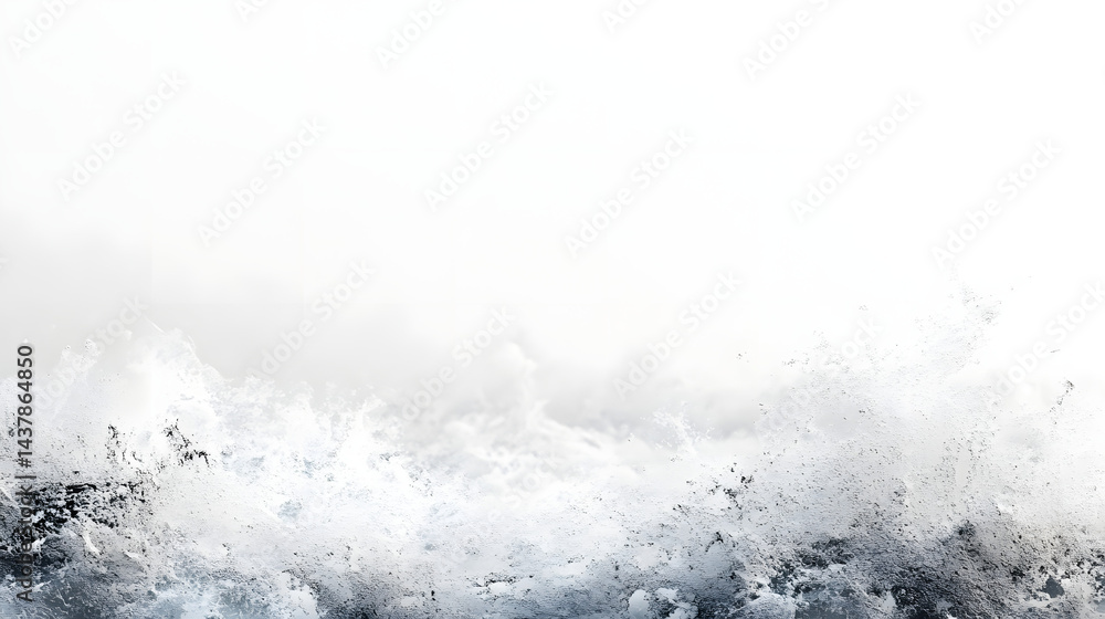 Poster dynamic ocean waves crashing on horizontal pure white background abstract art coastal serenity