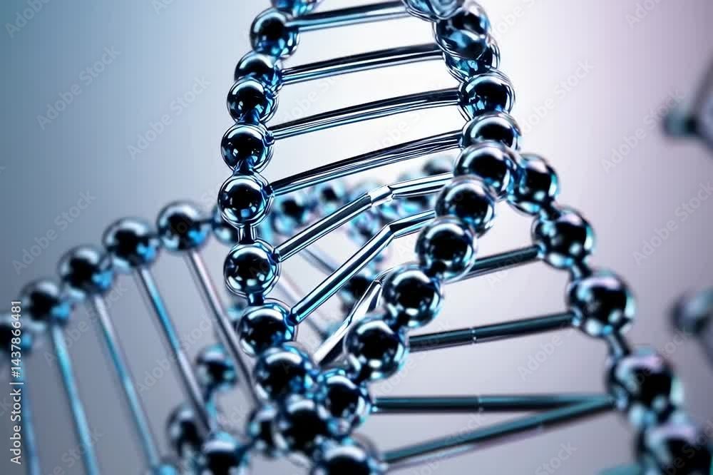 Poster The concept of medical science and dna research is represented through a geometric abstract background featuring hexagons and molecular structures in 3d