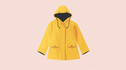 Yellow raincoat, studio shot, isolated background, apparel for rainy weather
