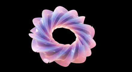Iridescent Petals Forming Circular Vortex With Holographic Texture Background