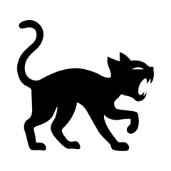 Scary Halloween cat silhouette. Cartoon black cat 6