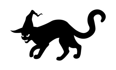 Scary Halloween cat silhouette. Cartoon black cat 4