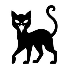 Scary Halloween cat silhouette. Cartoon black cat 8