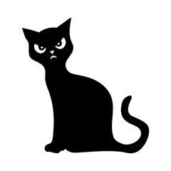 Scary Halloween cat silhouette. Cartoon black cat 2