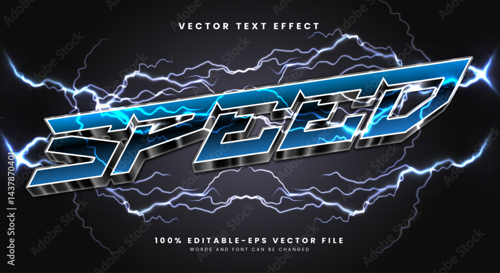 Poster speed 3d editable text effect template suitable for sport and thunder text style