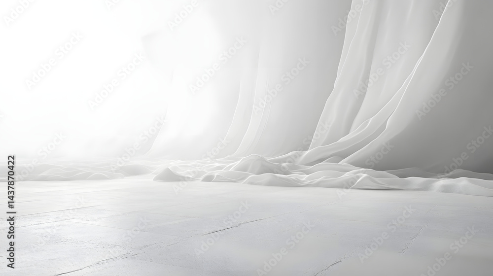 Aufkleber calm serenity of pure white background minimalist art display studio environment horizontal view