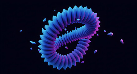 Geometric Abstract Ring With Spikes In Blue And Pink Gradient