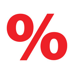 Red percentage symbol icon isolated on a white background. Red Percent sign of discount, sale, voucher gift, price, and promotion concept. Vector flat illustration EPS 10.