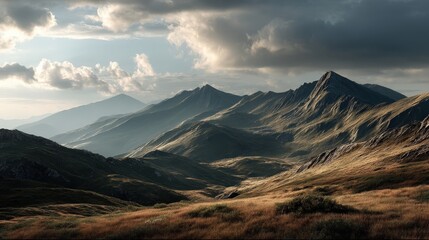 Evening serenity majestic mountains nature landscape scenic view tranquil environment realistic photography