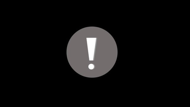 exclamation mark animation on dark screen. exclamation loop warning sign. stop motion sign, warning sign exclamation mark doddle animation. concept of warning, caution, alert, attention.