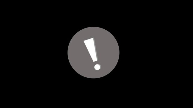 exclamation mark animation on dark screen. exclamation loop warning sign. stop motion sign, warning sign exclamation mark doddle animation. concept of warning, caution, alert, attention.