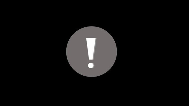 exclamation mark animation on dark screen. exclamation loop warning sign. stop motion sign, warning sign exclamation mark doddle animation. concept of warning, caution, alert, attention.