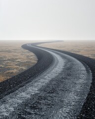 Curved highway in 3d illustration  a scenic asphalt road design for transportation visuals