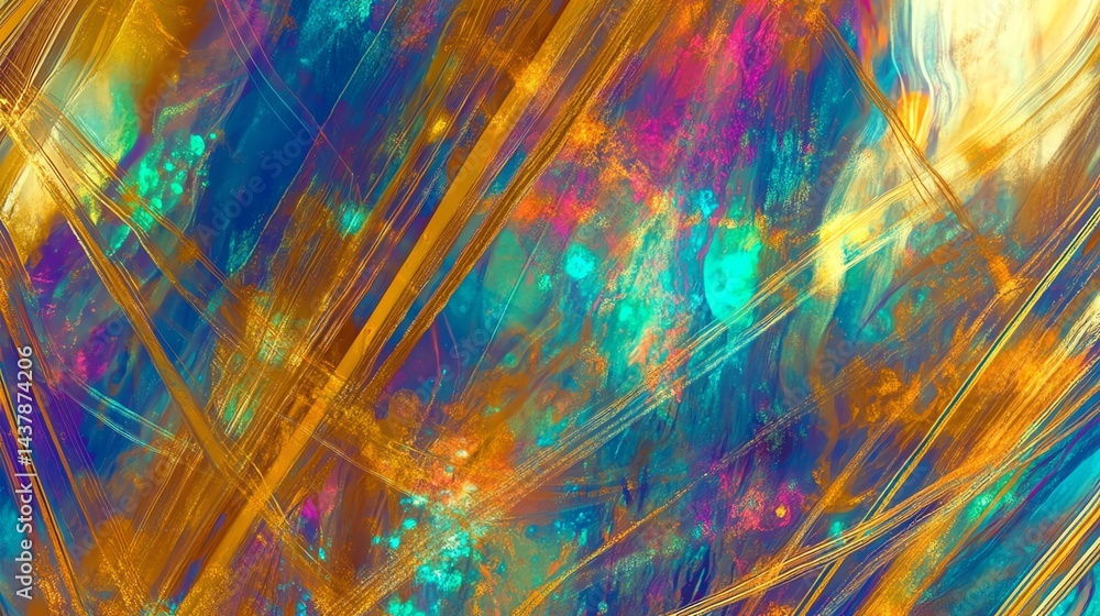 Poster abstract painting with dynamic strokes and vibrant color for modern design