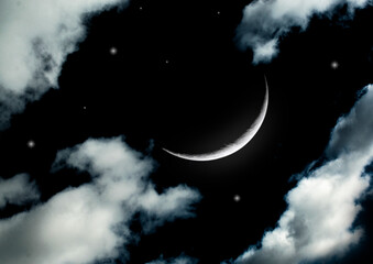 The moon in the night sky