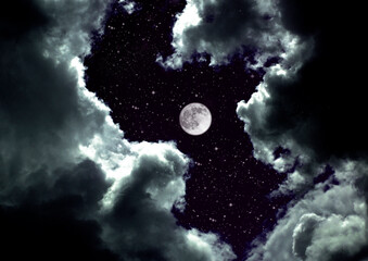 The moon in the night sky