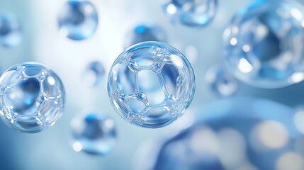 Abstract Blue Bubbles Molecular Structure Science Background Digital Art Illustration Design Graphic Technology Futuristic Clean Energy Water Crystal 