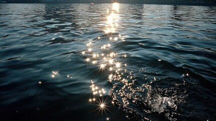 Sunlight shimmering on lake natural landscape photographic art serene environment aerial view realistic concept