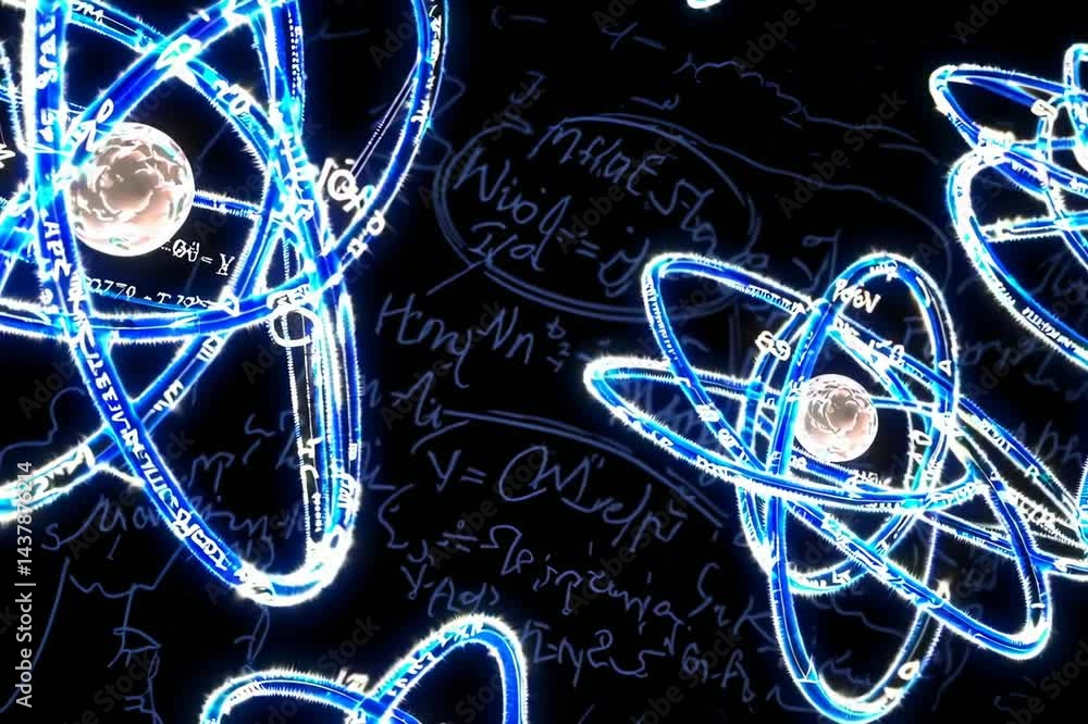Aufkleber the visualization of element diagrams overlaid on mathematical equations set against a black backdro