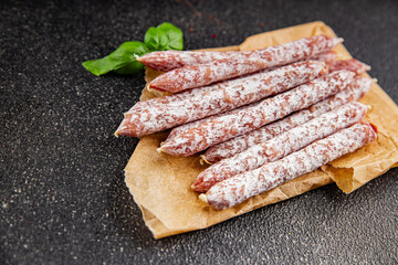 Sausage dried meat aperitif salami natural food dish organic product fresh tasty gourmet food...
