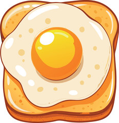 Premium Vector Illustration of a Golden Fried Egg on Toast – Ideal for Breakfast Menus, Culinary Blogs, Food Advertisements, and Healthy Lifestyle Branding
