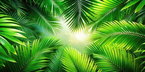 Palm Leaf Frame PNG Background, Natural Tropical Border,  Green Leaf Frame,  Summer Background,  Floral Frame PNG,  Nature Background Image,  Free Palm Leaf Frame