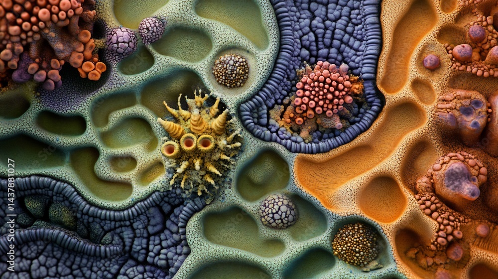 Poster detailed macro abstract digital art of cellular structures and textures