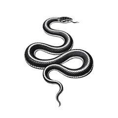 Obraz premium Coiled snake illustration with tongue sticking out, scales and monochrome