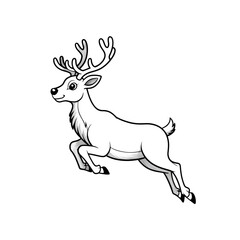 Obraz premium Reindeer cartoon illustration of a jumping deer with antlers and a happy expression