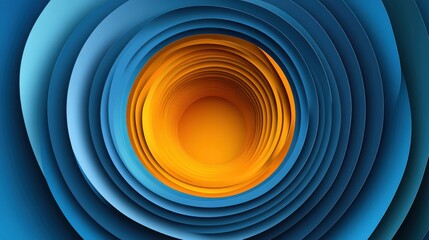 Abstract swirling blue and orange concentric circles creating a vortex effect.