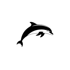 Naklejka premium Dolphin illustration simple monochrome depiction of a marine mammal jumping up