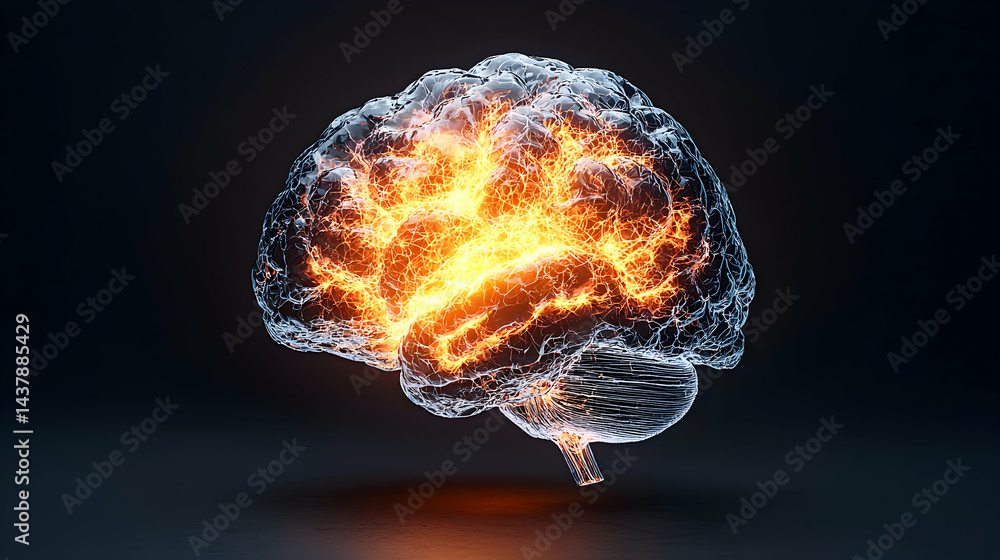 Aufkleber a glowing brain illustration symbolizing thought intelligence or a neurological concept. suggest usi