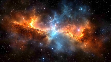Fiery, swirling nebula in deep space