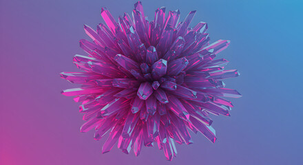 Fototapeta premium Luminous Cluster Of Translucent Prismatic Crystals In Gradient Light