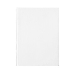 White blank book cover mockup isolated, front view closeup