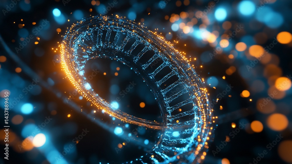 Poster abstract technology structure with glowing particles and connections
