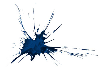 Blue watercolor splash with dynamic splash effect on transparent background. Watercolor brush.