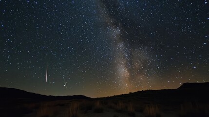 Vast night sky, celestial panorama, glittering with stars and the milky way.