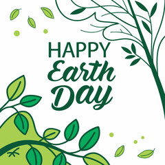 Happy Earth Day Celebration with Green Leaves - Eco-Friendly Design.