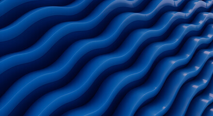 Abstract Blue Waves Smoothly Rolling Forming Gentle Ridges And Deep Grooves