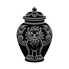 Porcelain Temple Jar With Guardian Lion Lid