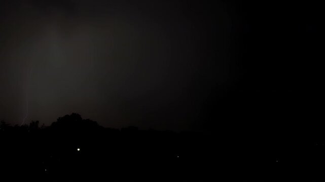 Magnificent lightning strikes in the night sky during a storm