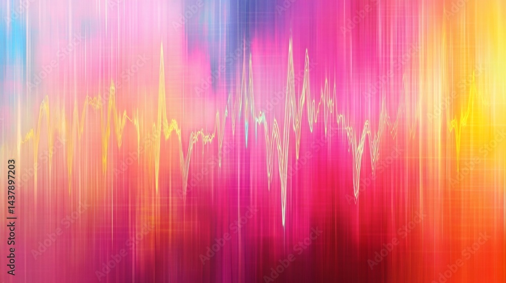 Aufkleber vibrant abstract background with digital waveform visualisation and fluorescent color palette