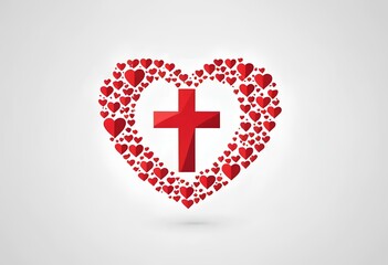 World Red Cross day heart shape made of smaller hearts concept banner