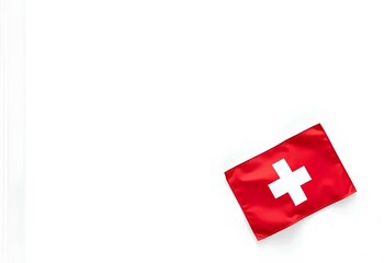 Obraz premium World Red Cross Day awareness with red flag symbol promoting humanity and care