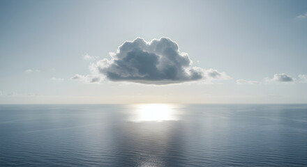 Obraz premium Oceanic Serenity A Single Cloud Hovers Above The Sparkling Azure Horizon